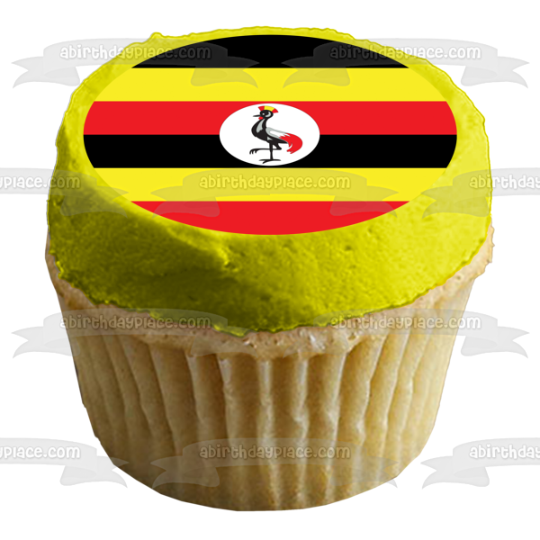 Uganda Country Flag Red Black Yellow Stripes Edible Cake Topper Image ABPID27456 Discount