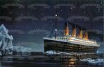 The Titanic Ship Icebergs Starry Sky Background Edible Cake Topper Image ABPID27352 Cheap