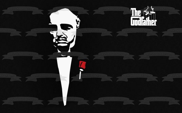 The Godfather Vito Corleone Black and White Red Rose Edible Cake Topper Image ABPID27131 For Sale