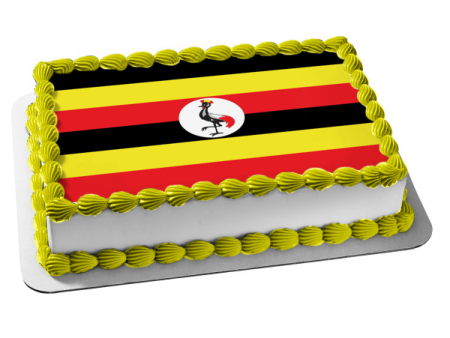 Uganda Country Flag Red Black Yellow Stripes Edible Cake Topper Image ABPID27456 Discount