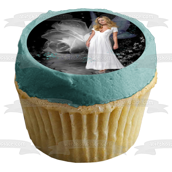 True Blood Sookie White Fairy Wings White Rose Edible Cake Topper Image ABPID27005 Sale