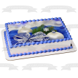 Christmas White Ball Ornaments Blue Background Christmas Tree Branch Edible Cake Topper Image ABPID50576 For Cheap