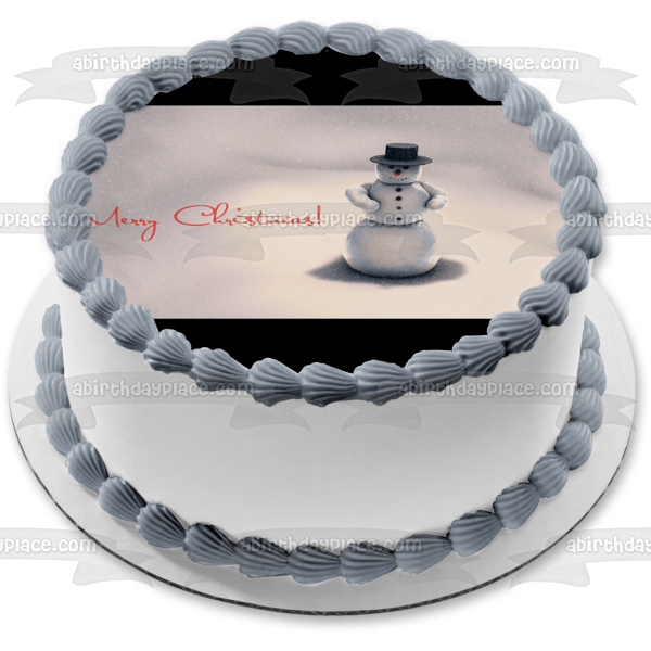 Merry Christmas Snowman Black Hat Edible Cake Topper Image ABPID50583 Hot on Sale