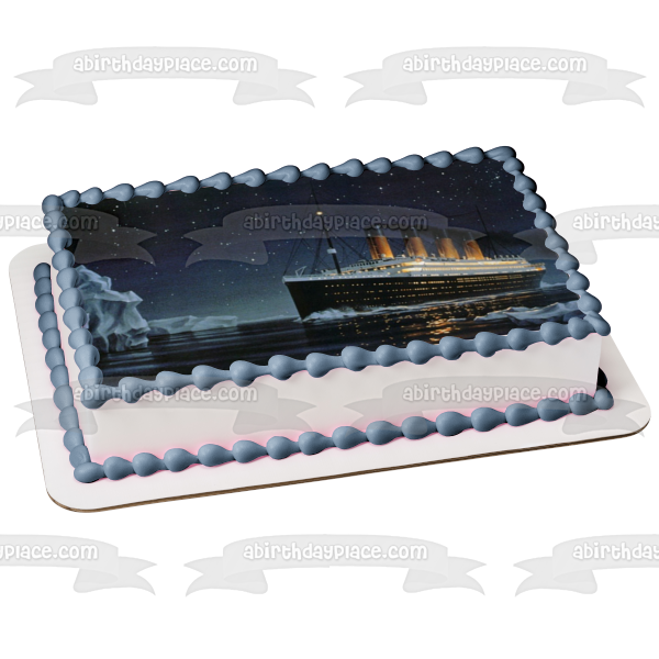 The Titanic Ship Icebergs Starry Sky Background Edible Cake Topper Image ABPID27352 Cheap