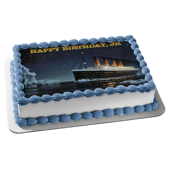 The Titanic Ship Icebergs Starry Sky Background Edible Cake Topper Image ABPID27352 Cheap