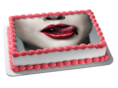 True Blood Season One Cover Fangs Licking Blood Edible Cake Topper Image ABPID27007 Cheap