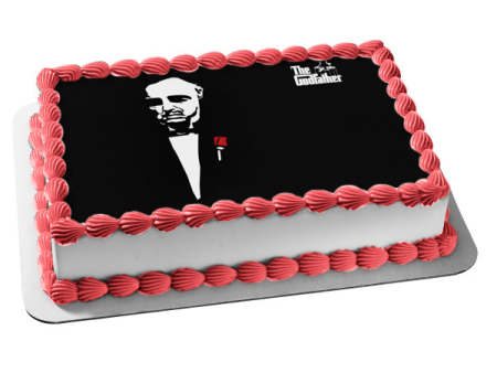 The Godfather Vito Corleone Black and White Red Rose Edible Cake Topper Image ABPID27131 For Sale