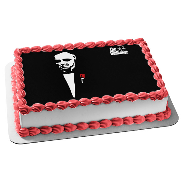 The Godfather Vito Corleone Black and White Red Rose Edible Cake Topper Image ABPID27131 For Sale