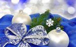 Christmas White Ball Ornaments Blue Background Christmas Tree Branch Edible Cake Topper Image ABPID50576 For Cheap