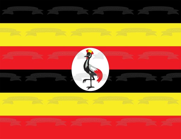 Uganda Country Flag Red Black Yellow Stripes Edible Cake Topper Image ABPID27456 Discount