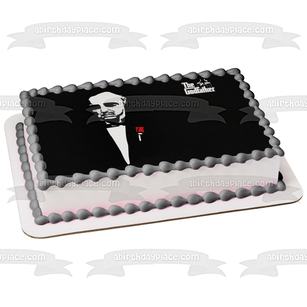 The Godfather Vito Corleone Black and White Red Rose Edible Cake Topper Image ABPID27131 For Sale