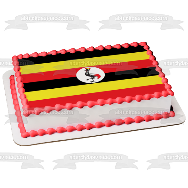 Uganda Country Flag Red Black Yellow Stripes Edible Cake Topper Image ABPID27456 Discount