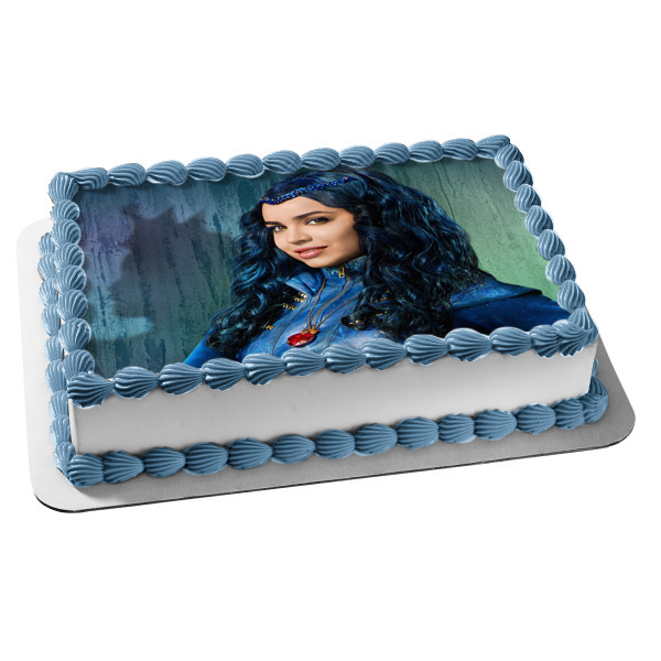 The Descendants Evie Crown Shadow Blue Background Edible Cake Topper Image ABPID27248 Hot on Sale