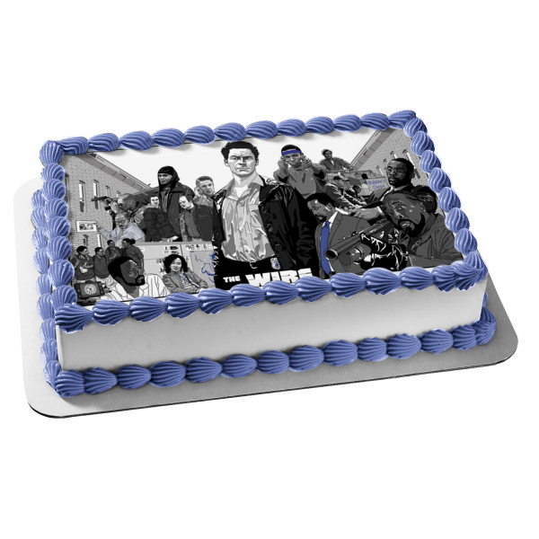 The Wire Omar Little Jimmy McNulty Marlo Stanfield Stringer Bell Bodie Broadus Tommy Carcetti Kima Greggs Black and White Edible Cake Topper Image ABPID27094 Hot on Sale