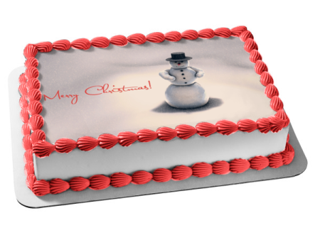 Merry Christmas Snowman Black Hat Edible Cake Topper Image ABPID50583 Hot on Sale