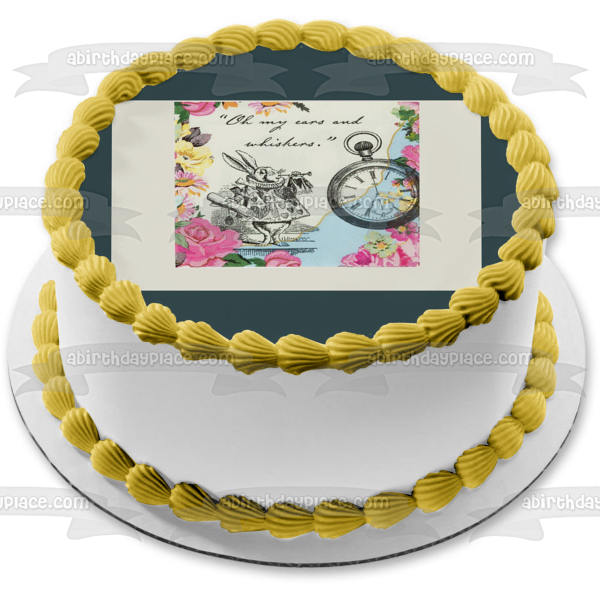 Truly Alice White Rabbit Tea Party Edible Cake Topper Image ABPID50239 Supply